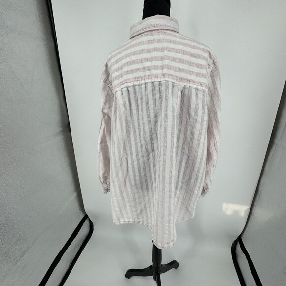 Jane Delancy Womens Striped Button Up Shirt Size 3X Long Sleeve Cotton Oversized - Picture 6 of 7